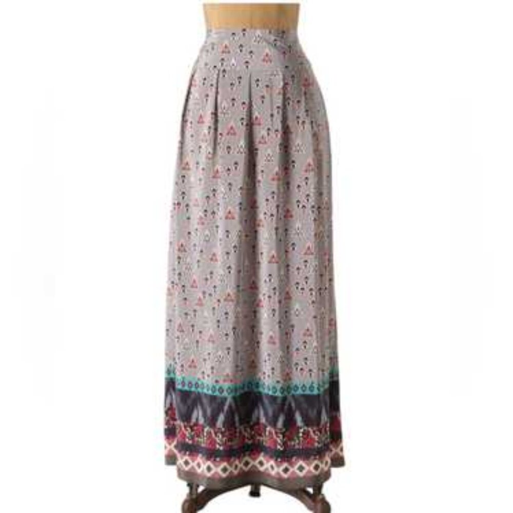 Anthropologie Heyhoe Silk Geometric Print Maxi Skirt